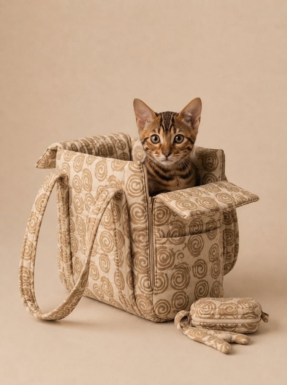 Flow Print Pet Carrier - Hazelnut