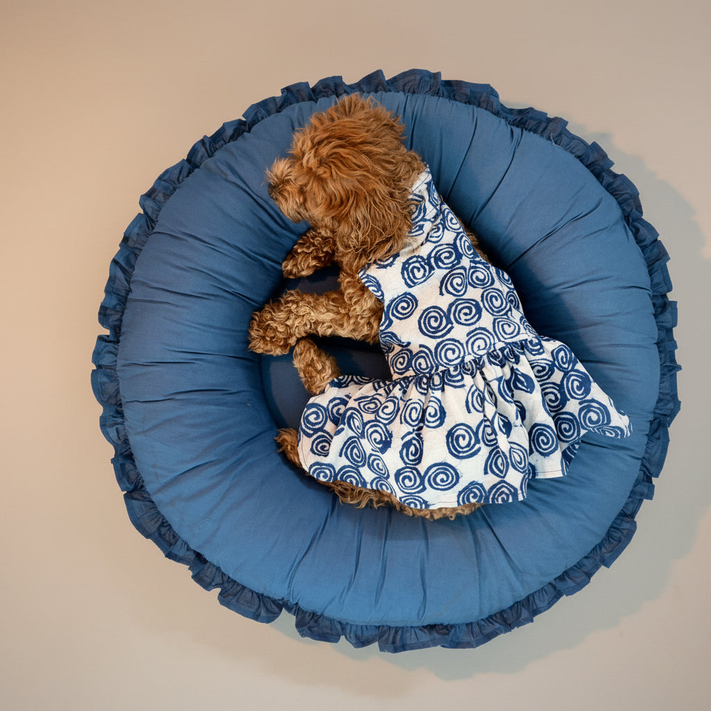 Indigo flow print dress