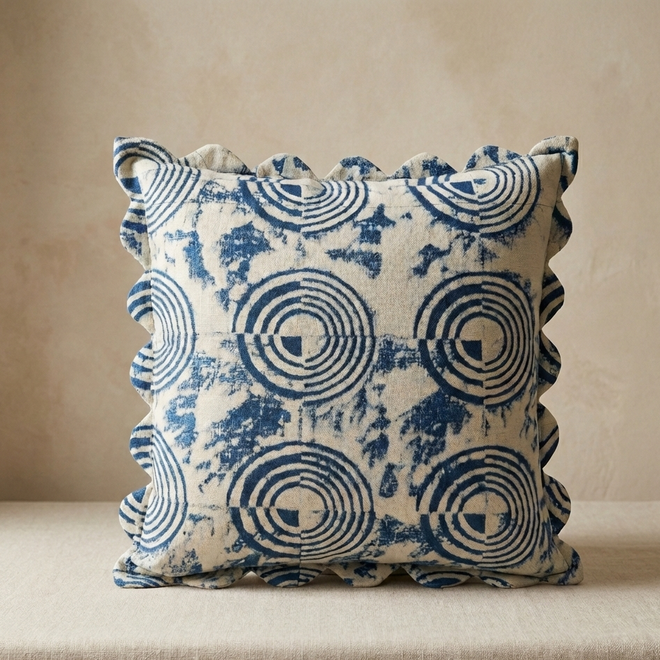 Morning Flow Throw Scalloped Pillow