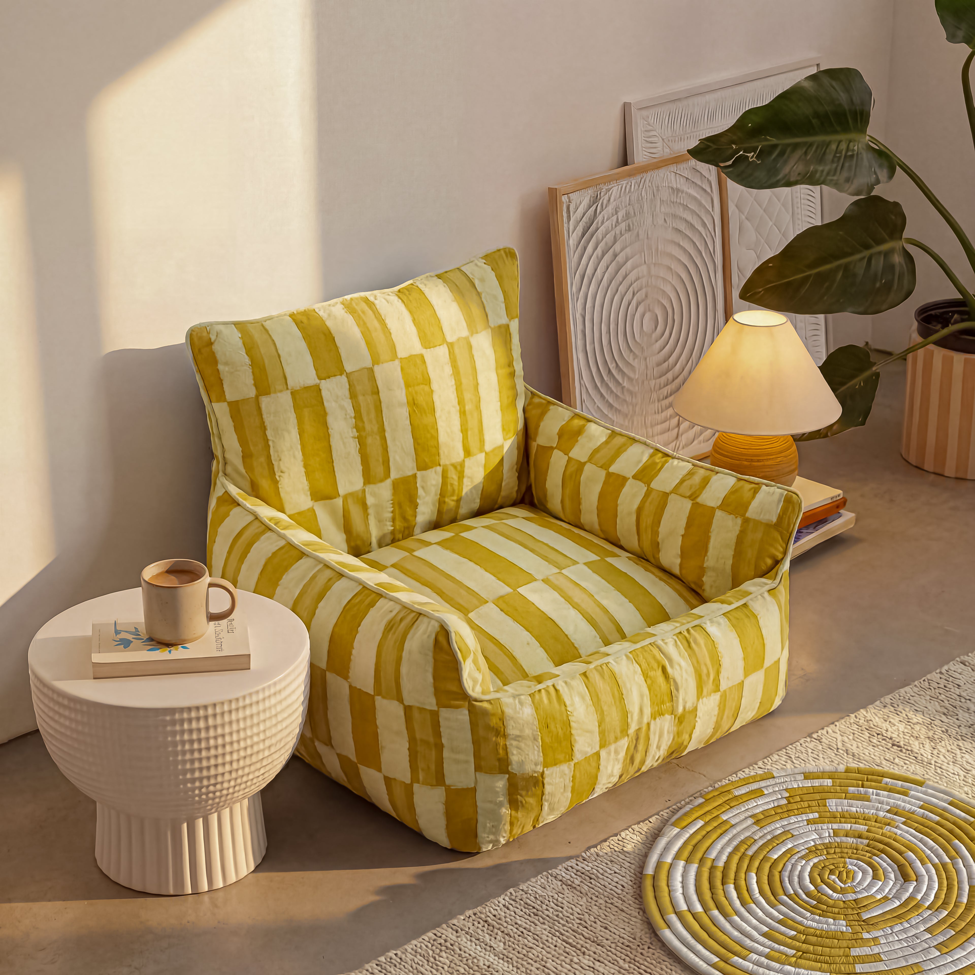 Mini Soft Floor Lounge Seating - Naturally Dyed Yellow