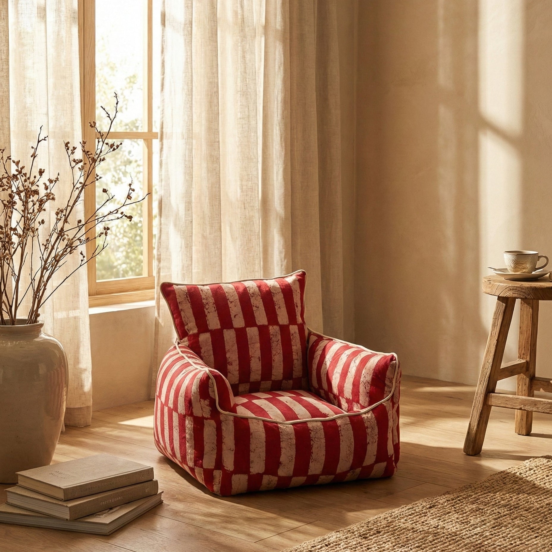 Mini Soft Floor Lounge Seating – Naturally Dyed Red