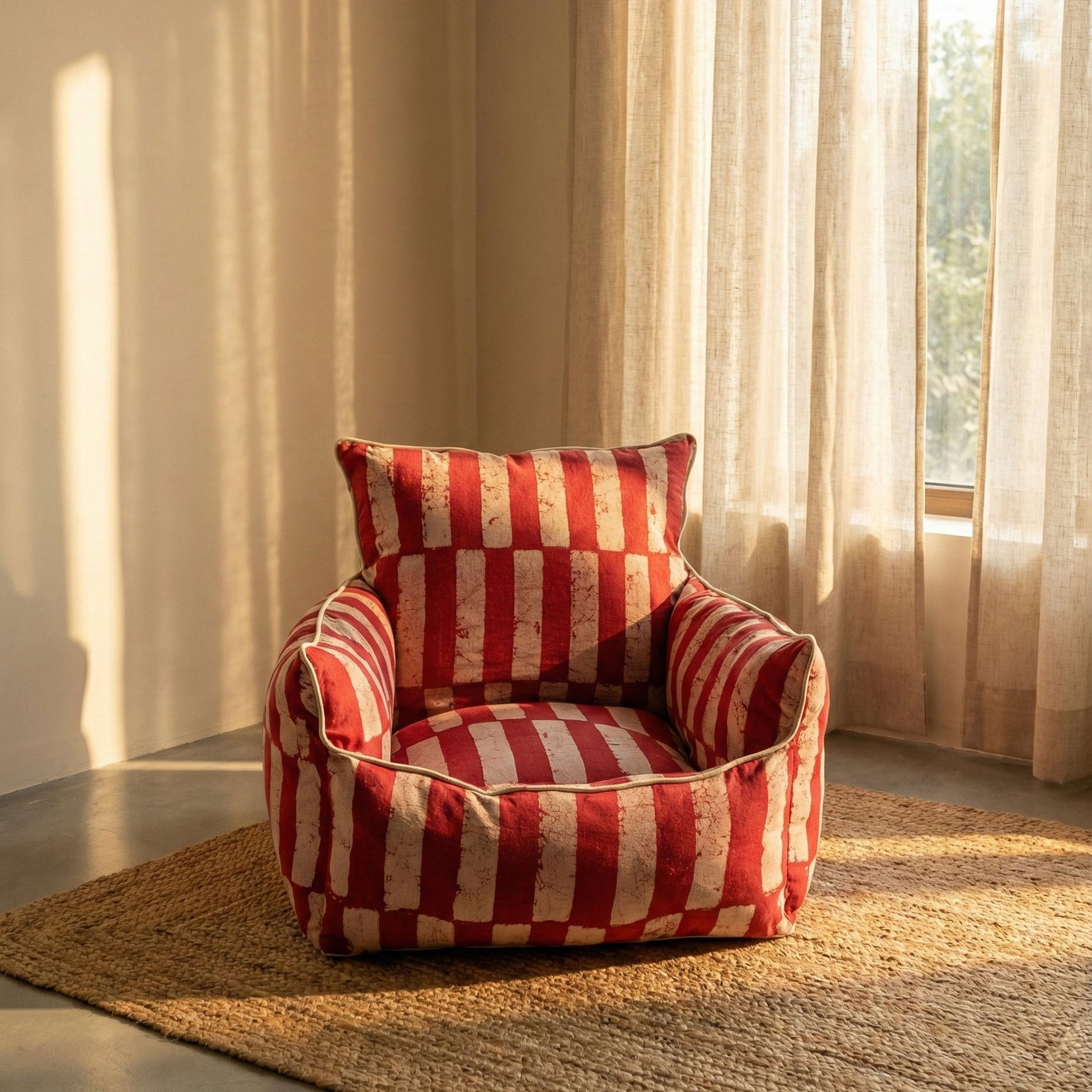 Mini Soft Floor Lounge Seating – Naturally Dyed Red