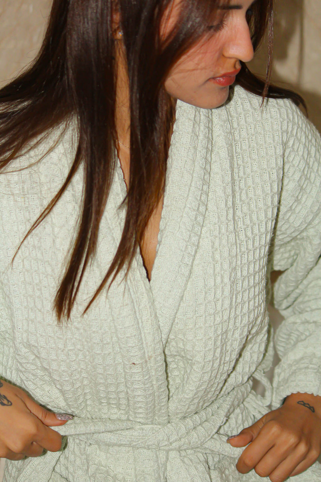 Matcha Green Waffle Robe