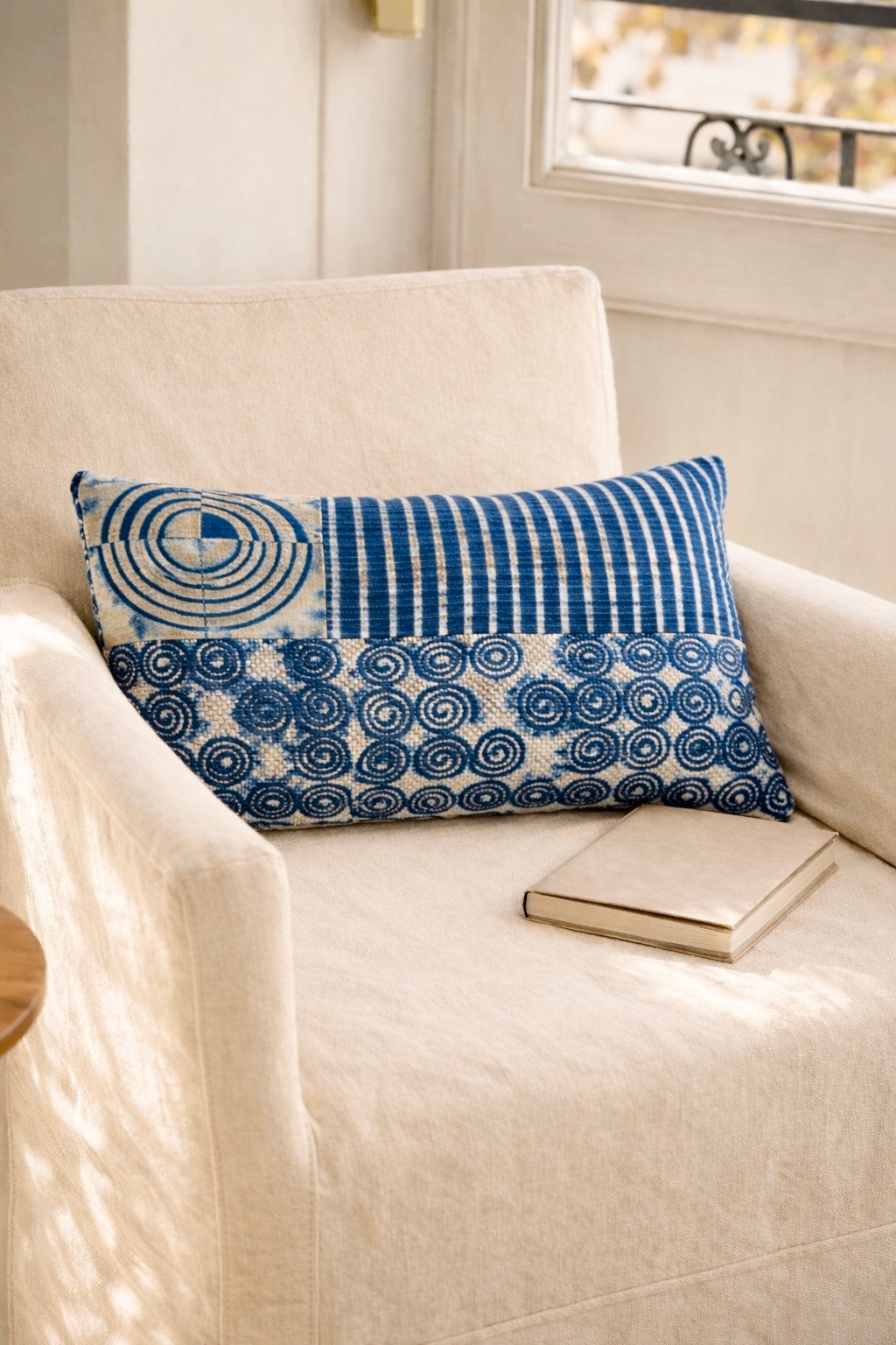 Indigo Dabu Patchwork Cushion