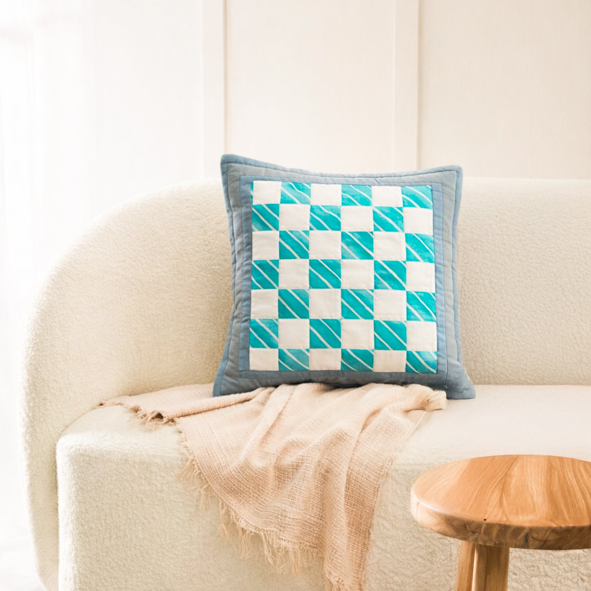 Sunray Patch Check Cushion