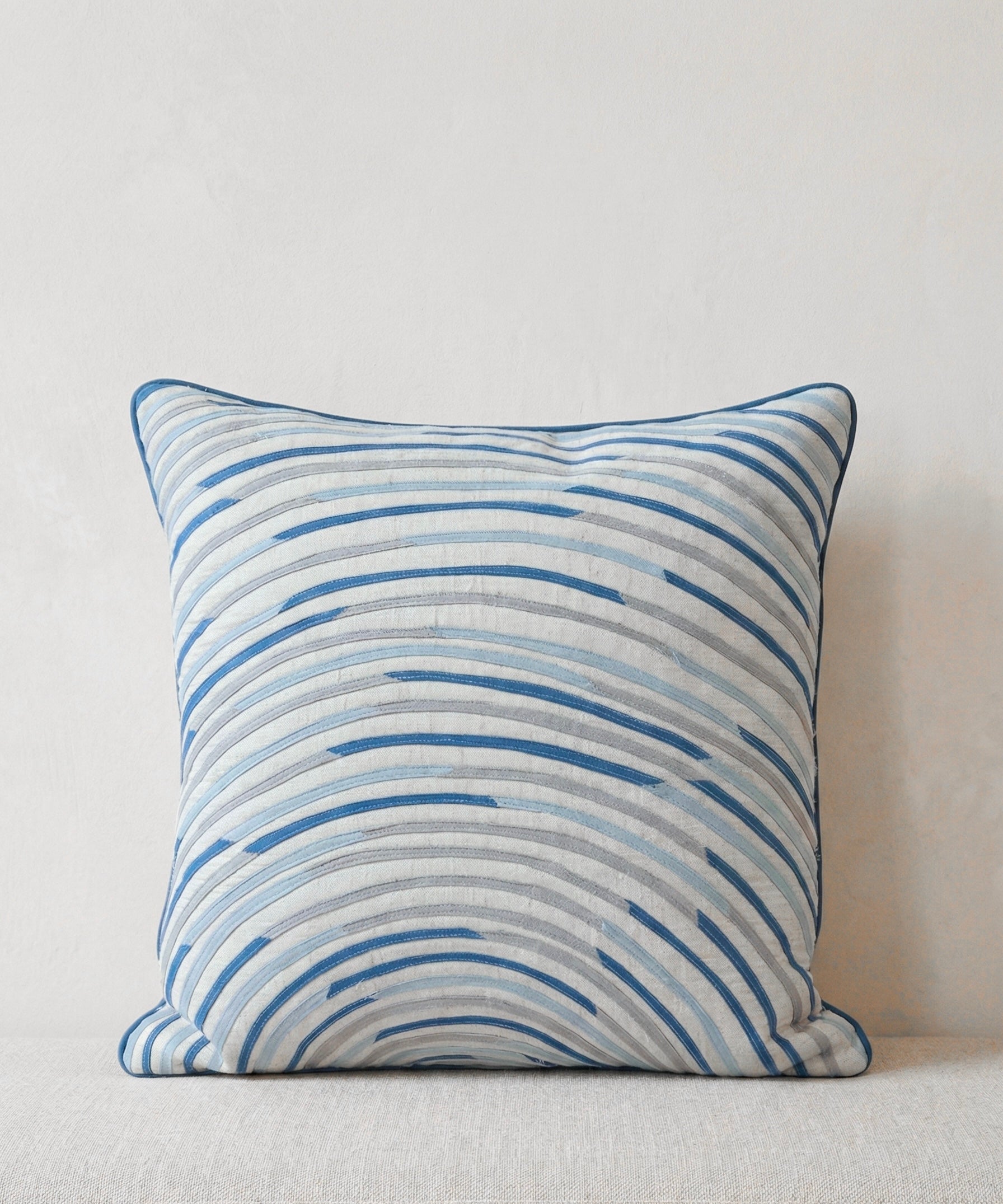 Blue Shine Appliqué Throw Pillow