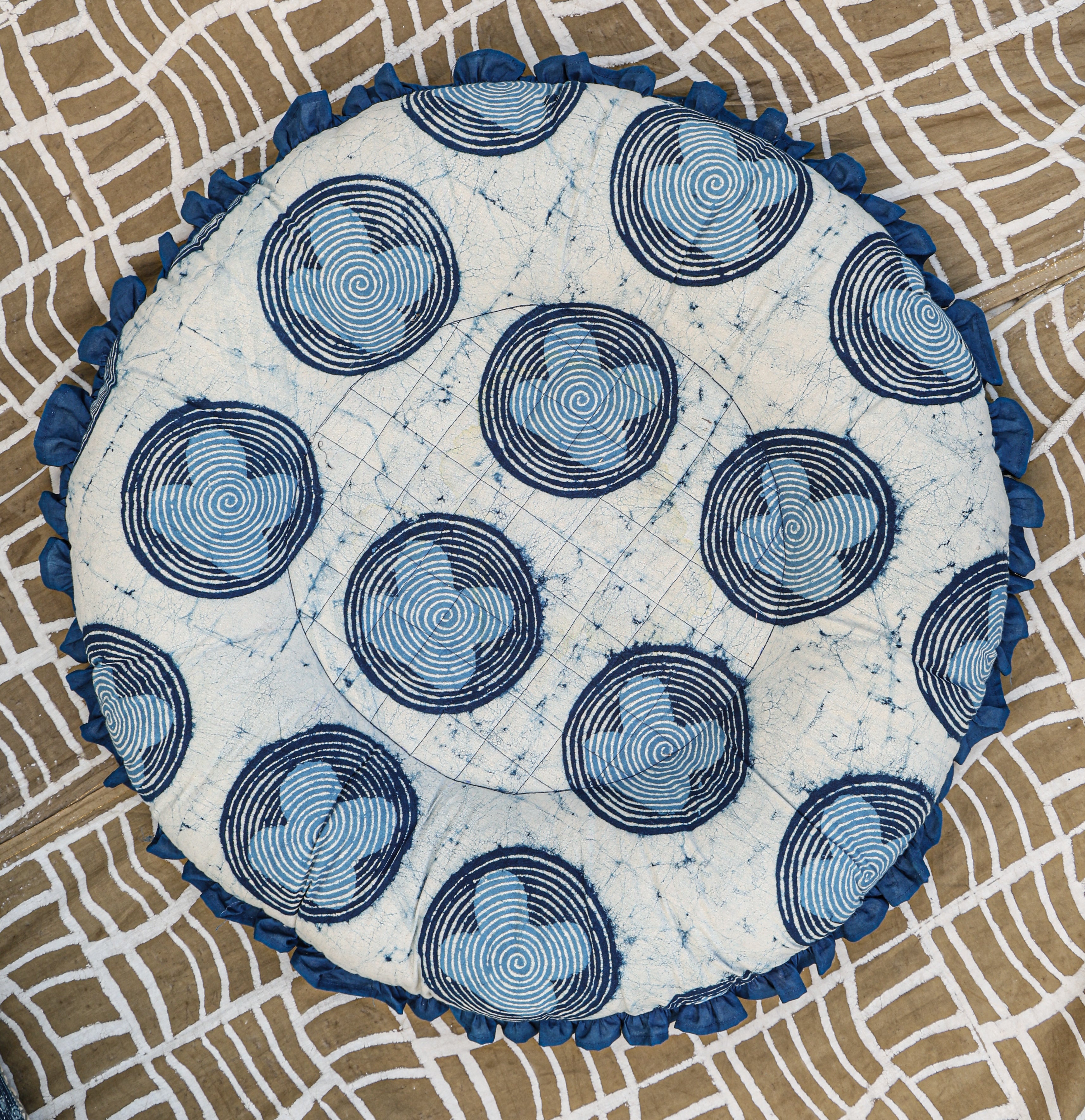 K block print donut pillow