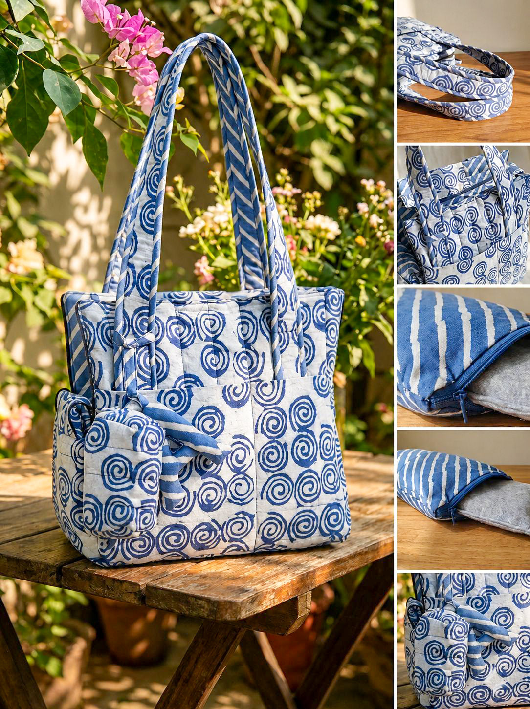 Flow Print Pet Carrier - Indigo