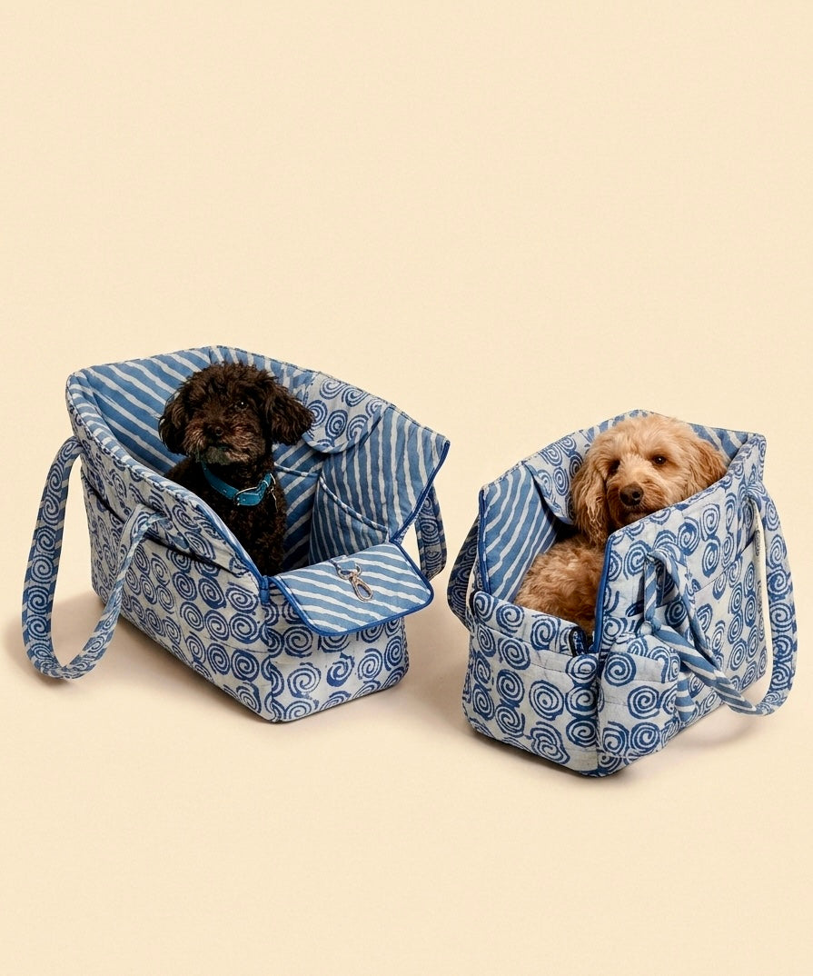Flow Print Pet Carrier - Indigo