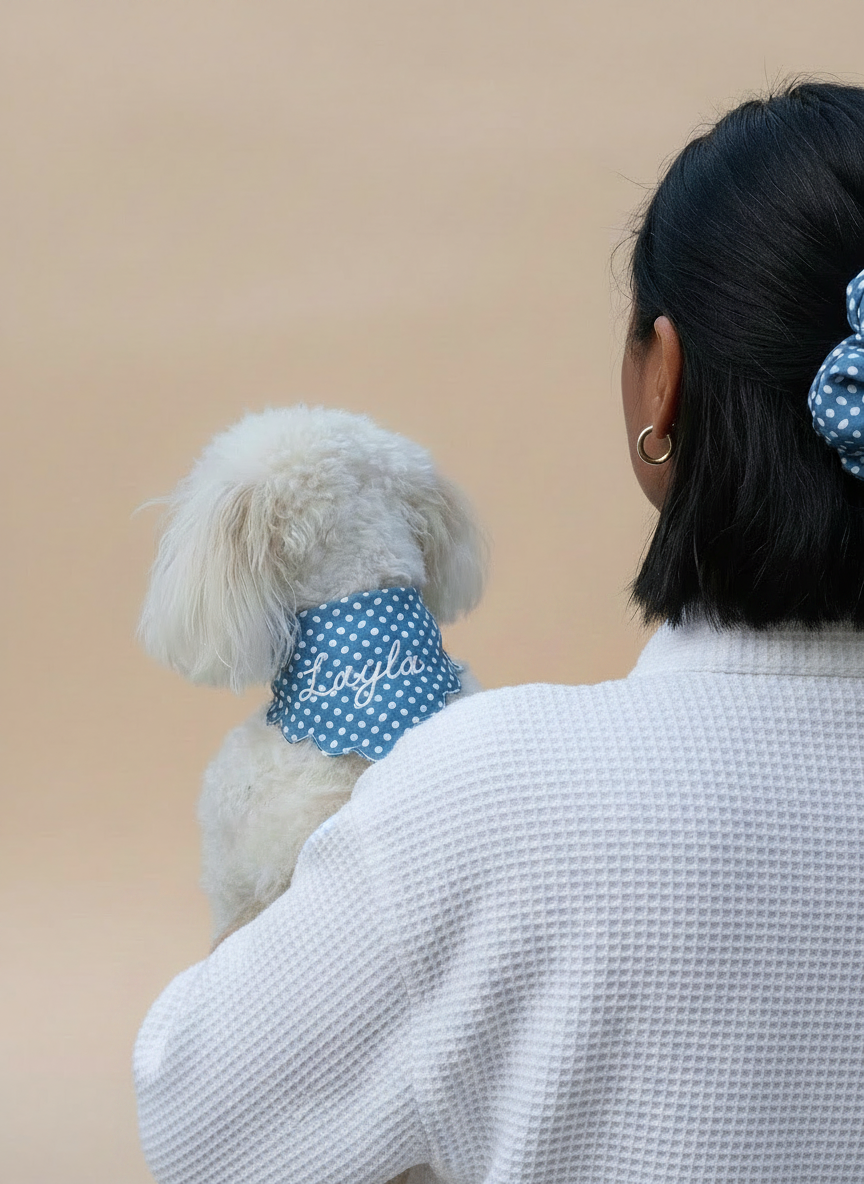 Scrunchie & Bandana set - cloud polka