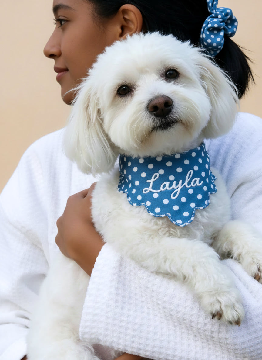 Scrunchie & Bandana set - cloud polka