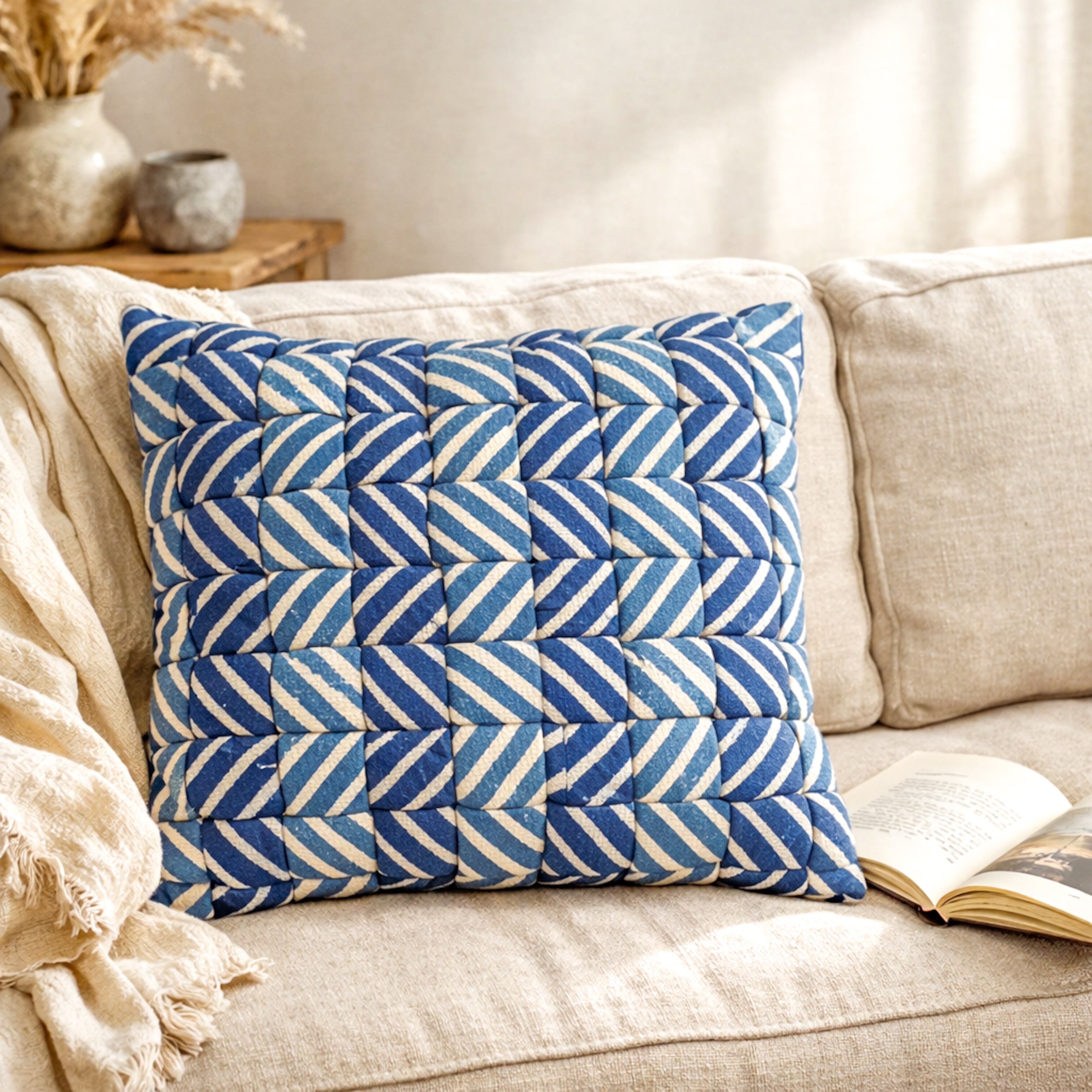 Striped Woven Cushion Cover