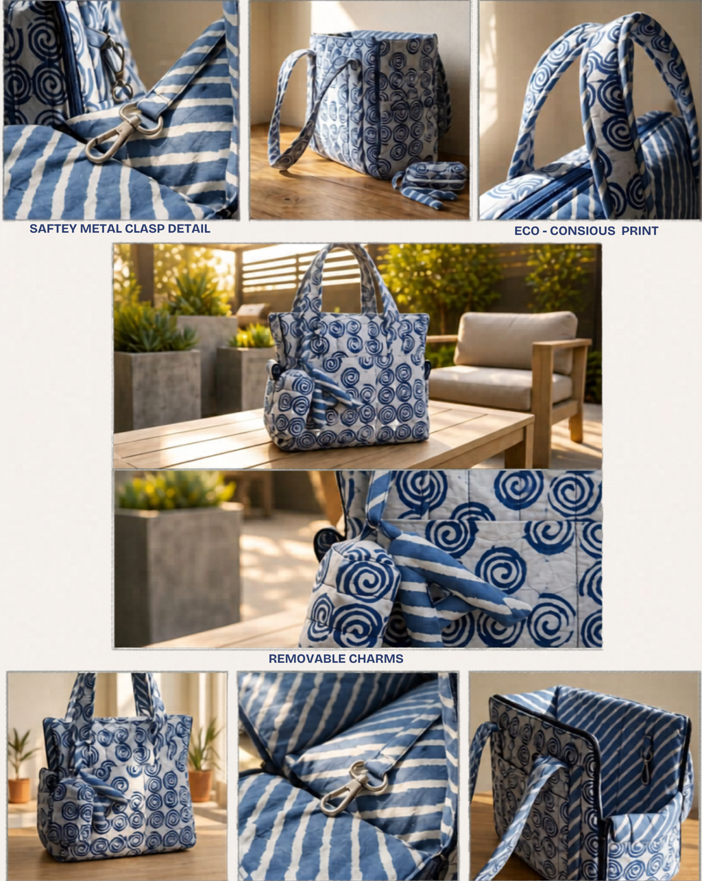 Flow Print Pet Carrier - Indigo