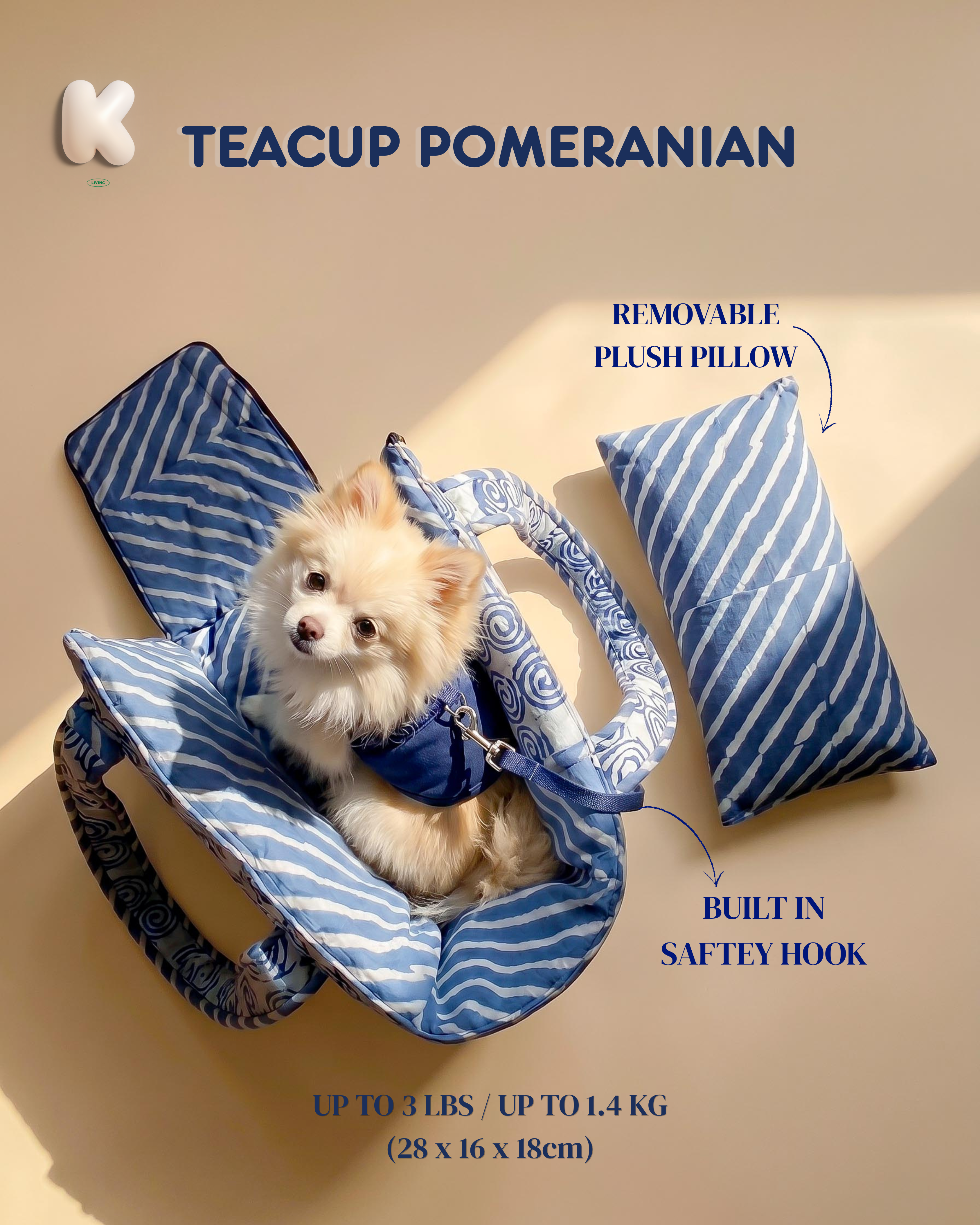 Flow Print Pet Carrier - Indigo