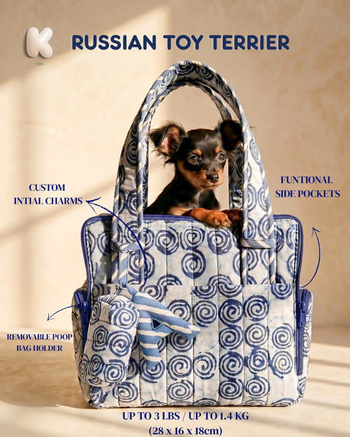 Flow Print Pet Carrier - Indigo